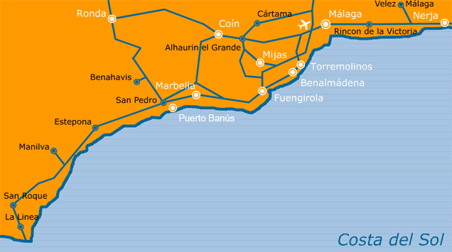 Mapa de la Costa del Sol - MalagaWeb