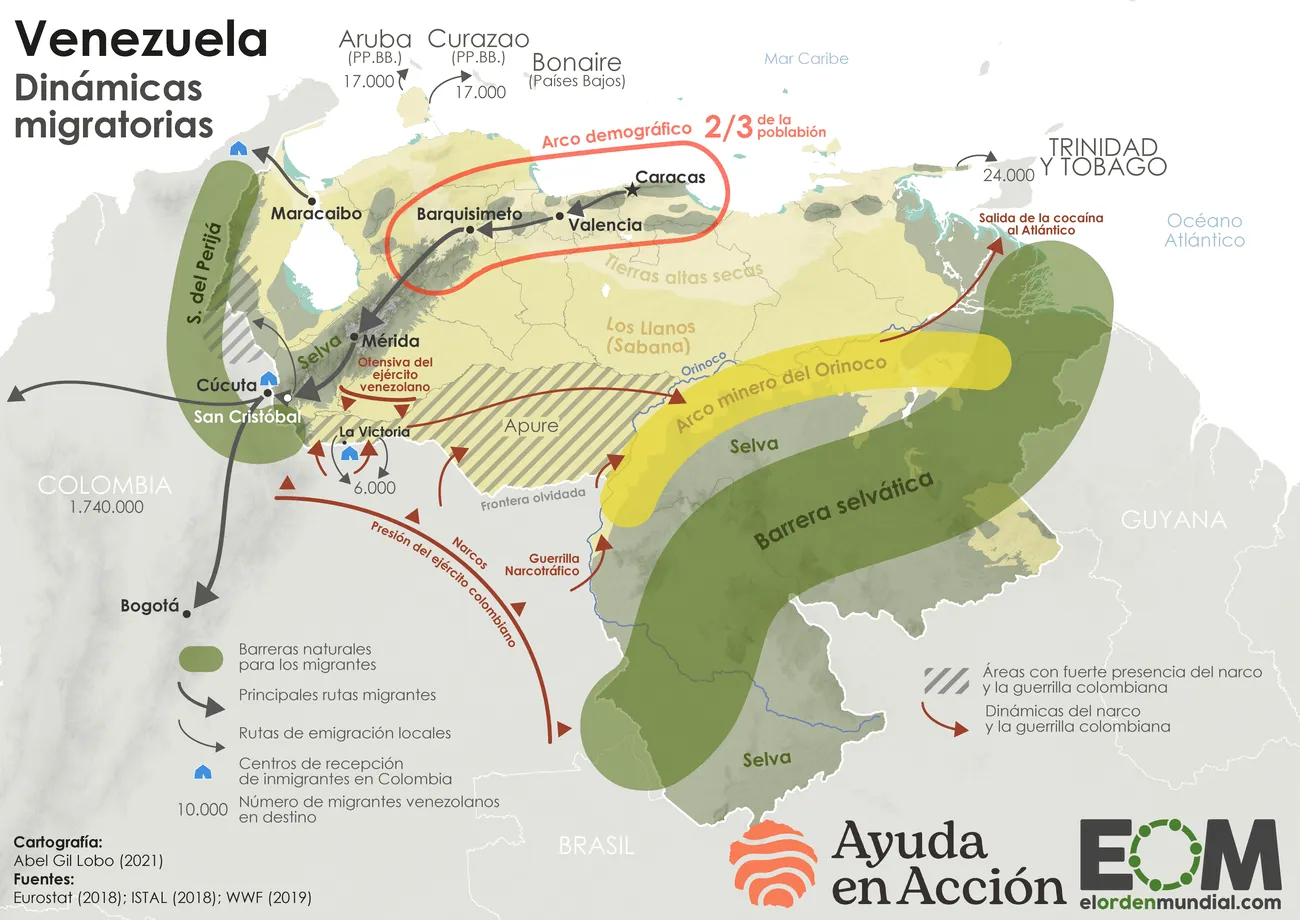 El mapa de la crisis migratoria de Venezuela - Mapas de El Orden Mundial -  EOM