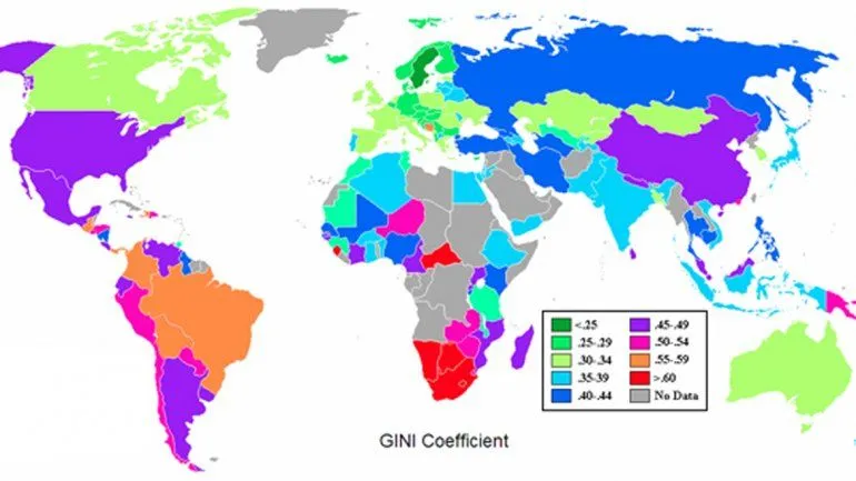 El mapa del día: los países con mayor desigualdad del mundo ...