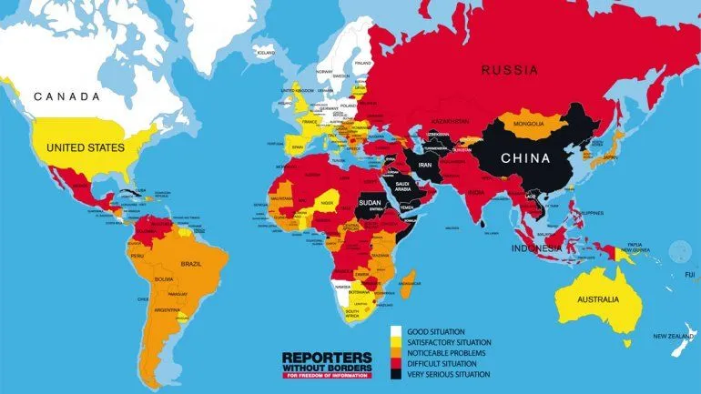 Mapa del día: los países con mayor y menor libertad de prensa ...