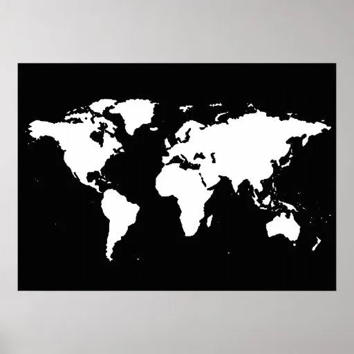 mapa do mundo preto e branco impressão de Zazzle. mapa do mundo preto e branco impressão de Zazzle.