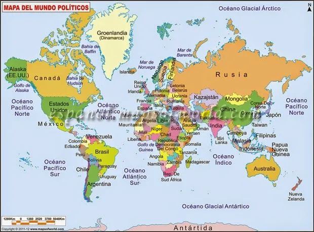Mapa mundi con sus paises y nombres - Imagui