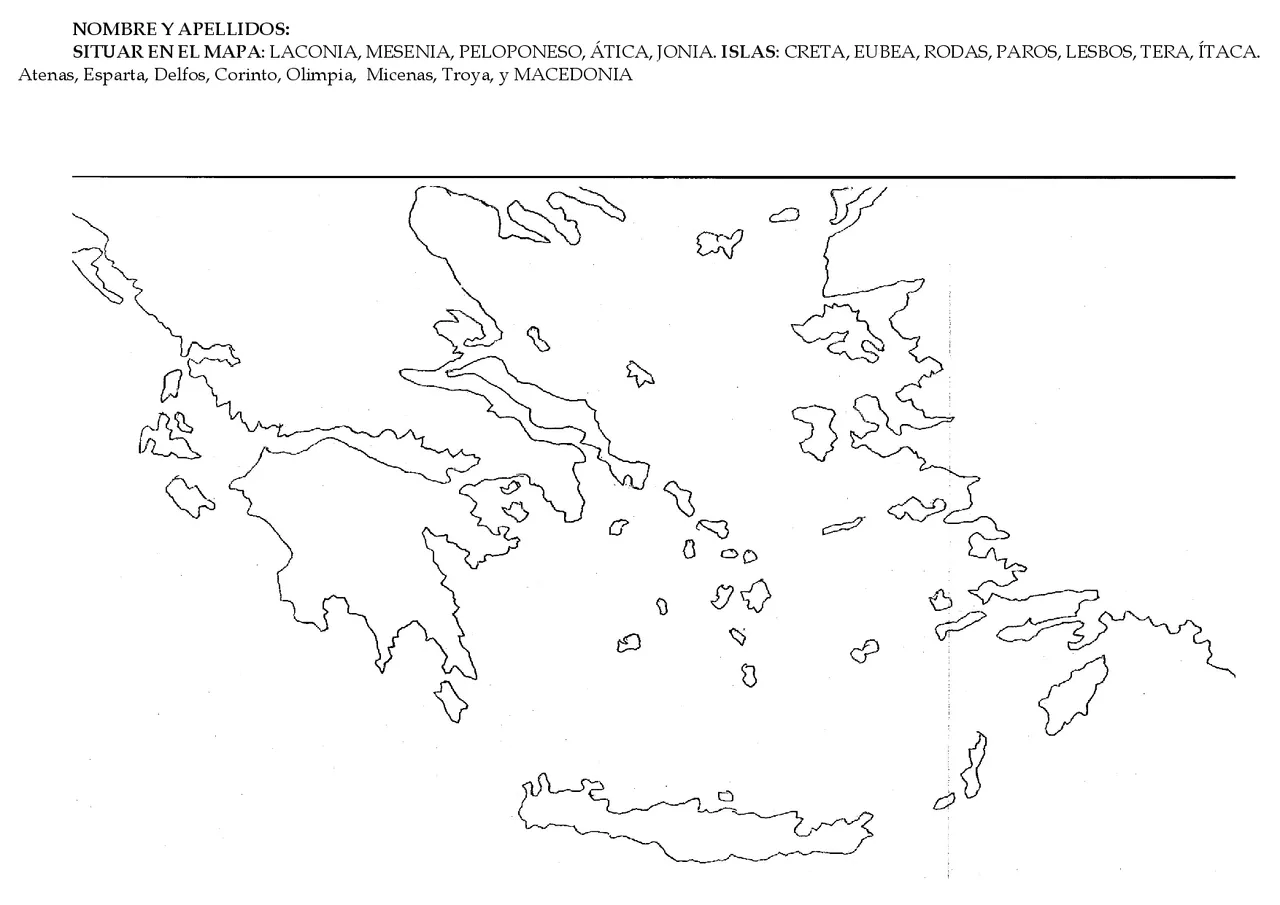 Mapa examen grecia mudo | Esquemas y mapas conceptuales de Historia antigua  | Docsity