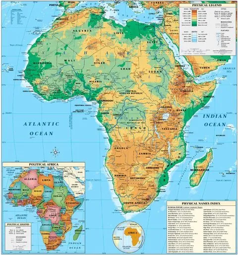Mapa Físico de África - África