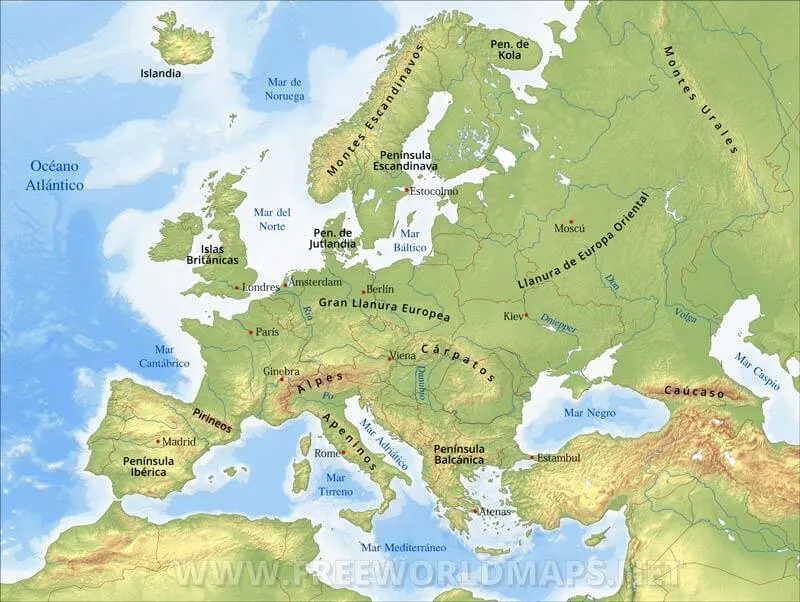 Mapa Físico de Europa