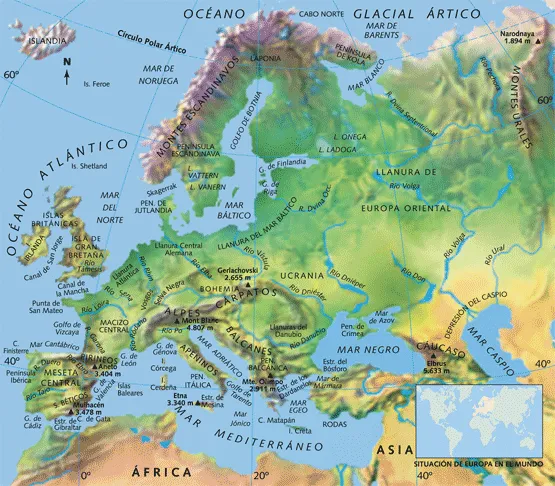 Mapa fisico de europa - Imagui