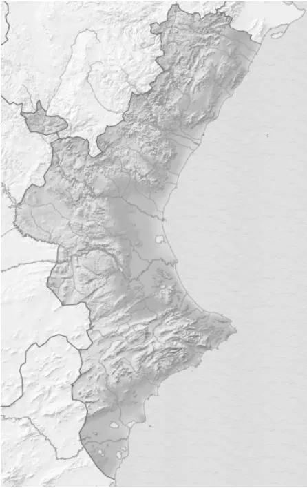 Mapa físico mudo de la Comunidad Valenciana (Anaya) - Didactalia ...