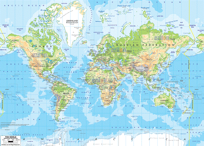Mapa Físico del Mundo | Mapa del Mundo
