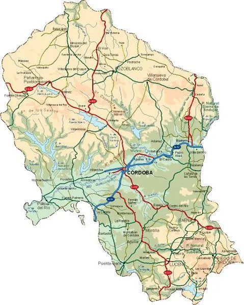 Mapa físico de la Provincia de Córdoba - Córdoba Mapa físico de la Provincia de Córdoba - Córdoba