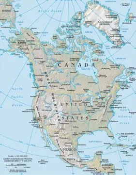 Mapas de Norteamérica: geofráfico, político, rutas, planos, calles ...