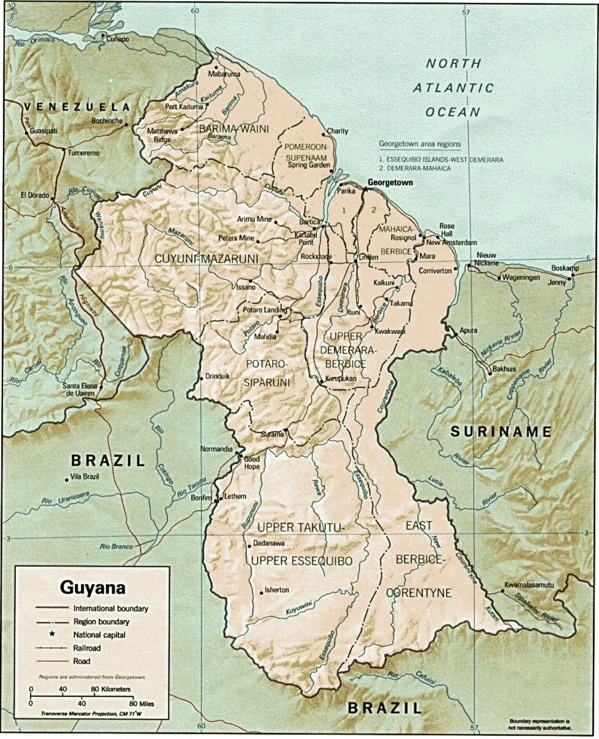 Mapa geográfico de Guayana: geografía, clima, flora, fauna...