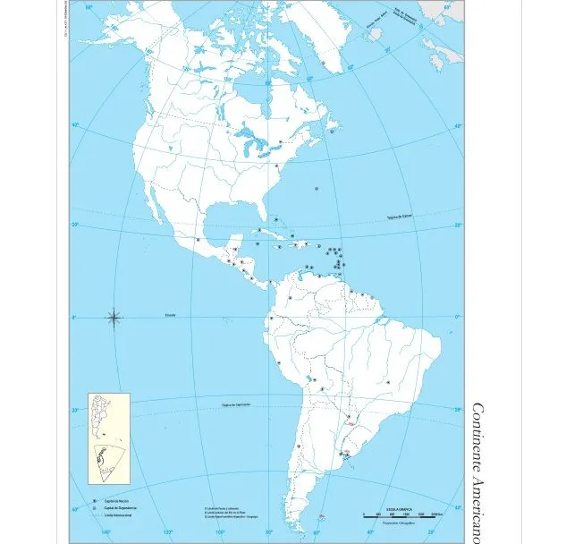 Mapa para imprimir de América Mapa mudo de América. IGN de ...