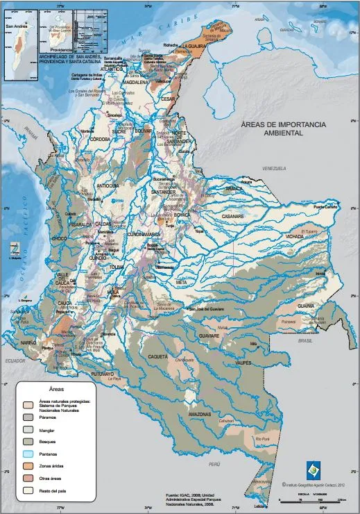 Mapa para imprimir de Colombia Mapa ambiental de Colombia. IGAC ...