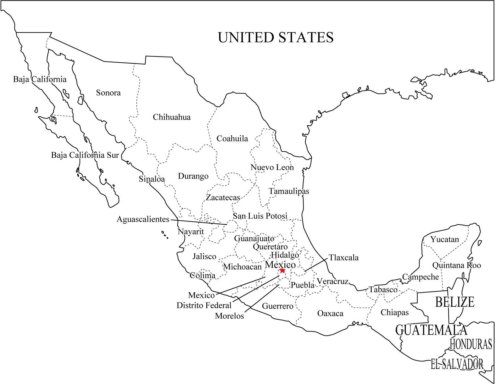 Mapa político de México para imprimir Mapa de estados de México ... Mapa político de México para imprimir Mapa de estados de México ...