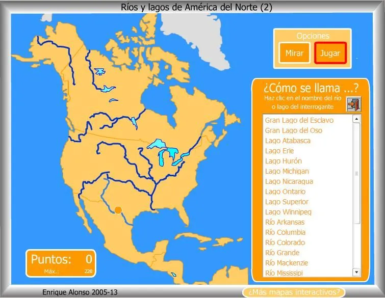 Mapa interactivo de América del Norte Ríos y lagos de América del ...