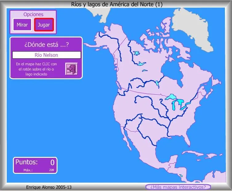 Mapa interactivo de América del Norte Ríos y lagos de América del ...