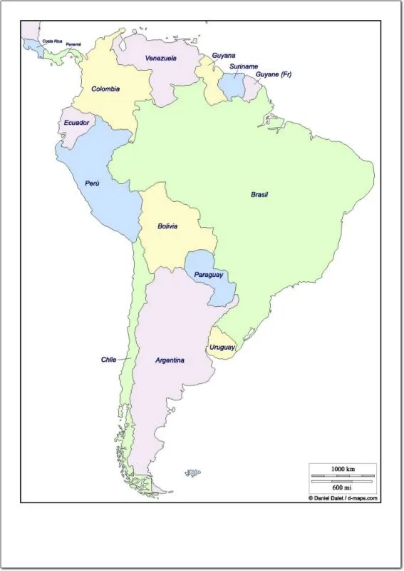 Mapa político de Sudamérica Mapa de países de Sudamérica. d-maps ...