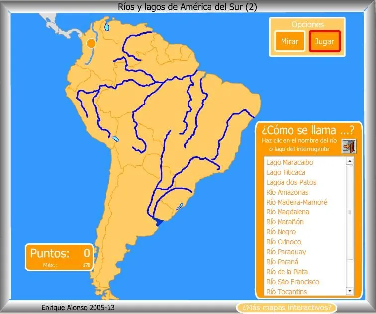 Mapa interactivo de América del Sur Ríos y lagos de América del ...
