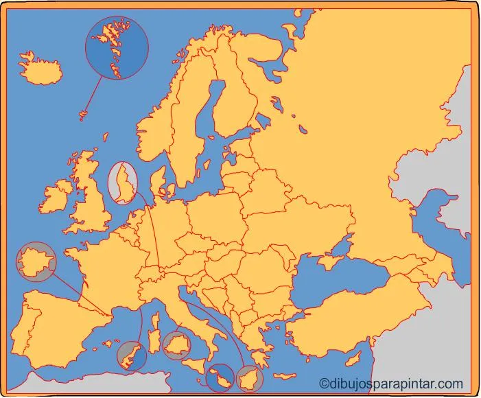 Países de Europa. Dibujos para pintar - Mapas Interactivos de ...