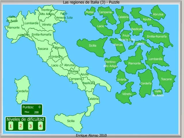 Mapa interactivo de Italia Regiones de Italia. Puzzle - Mapas ...