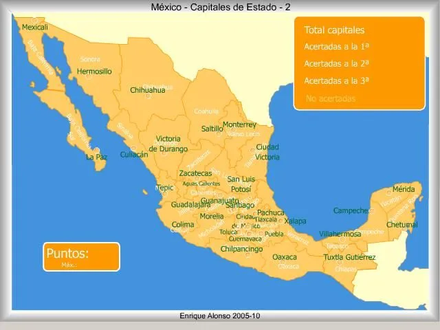 Mapa interactivo de México Capitales de estado de México. ¿Cómo se ...