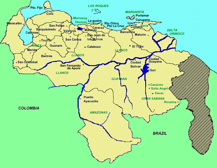 Mapa de venezuela ubicando sus limites - Imagui