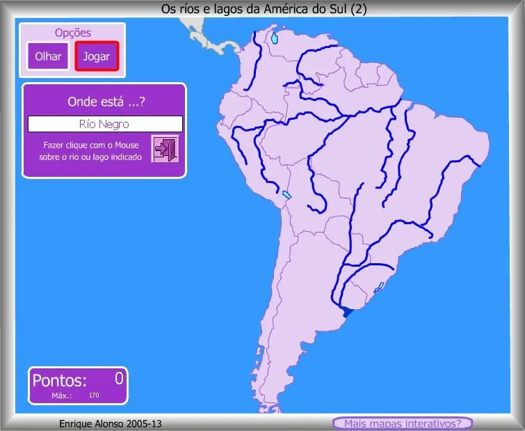 Mapa interativo da América do Sul Os ríos e lagos da América do ...
