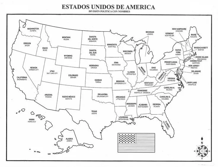 Mapa De USA | Mapa de los Estados Unidos de América con división ...