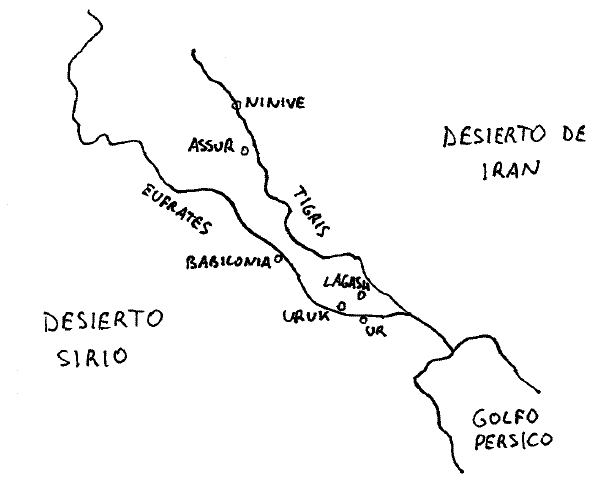 Mapa de la Mesopotamia antigua
