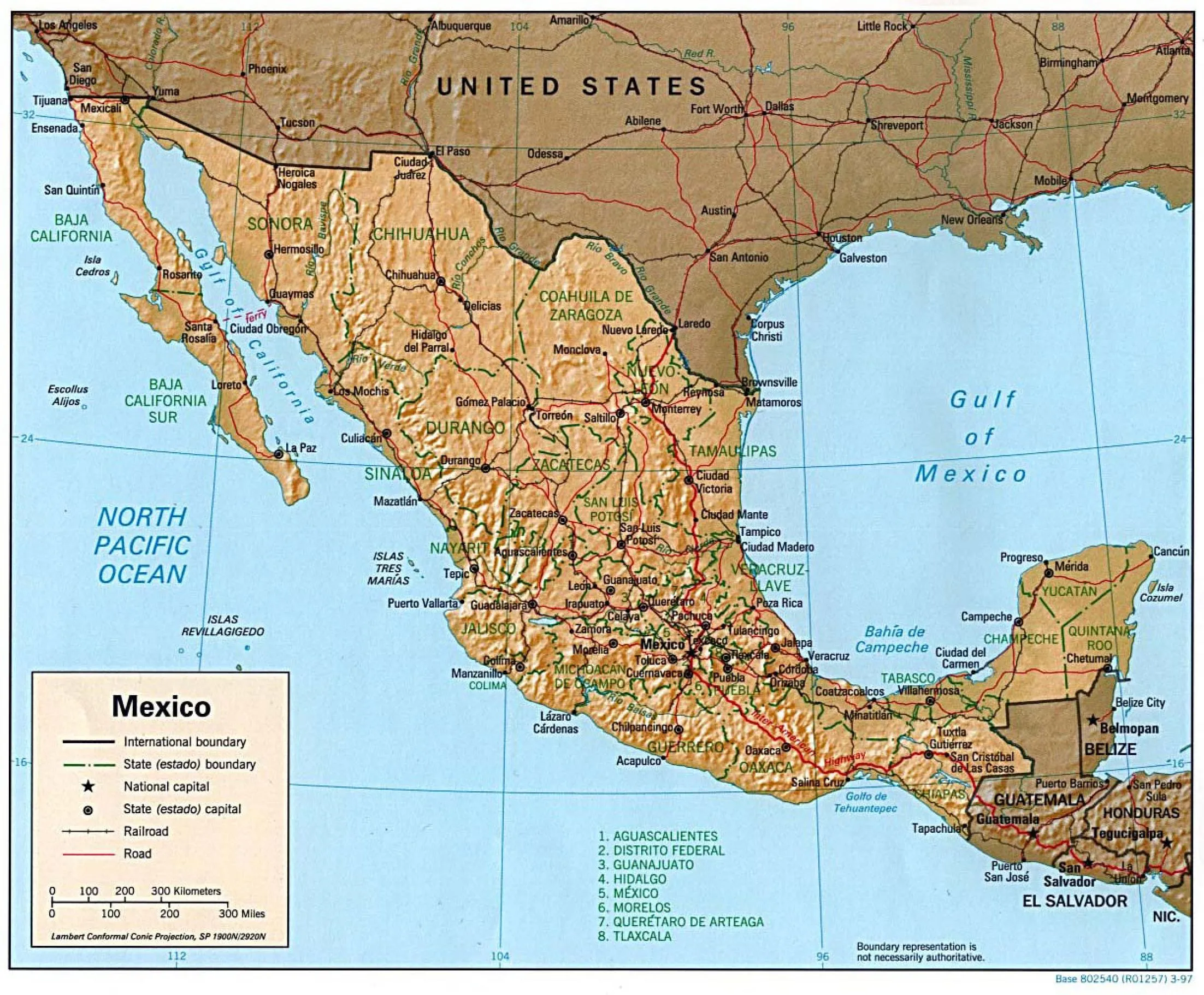 Mapa de México 1997 - Tamaño completo Mapa de México 1997 - Tamaño completo
