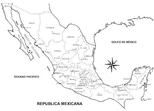 MAPA DE MEXICO PARA COLOREAR