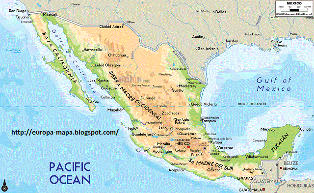 Mapa de México Fisico Ciudad | Mapa de Europa Región Político