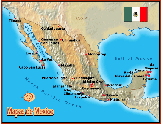 Mapa de Mexico con nombres de las ciudades | Education | Pinterest ...