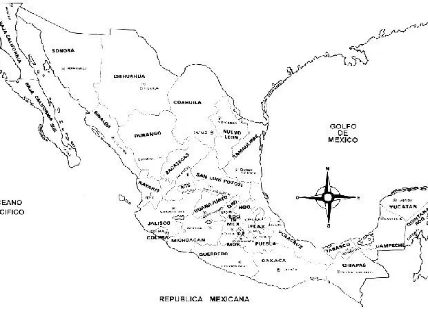 Mapa de mexico con nombres para iluminar - Imagui