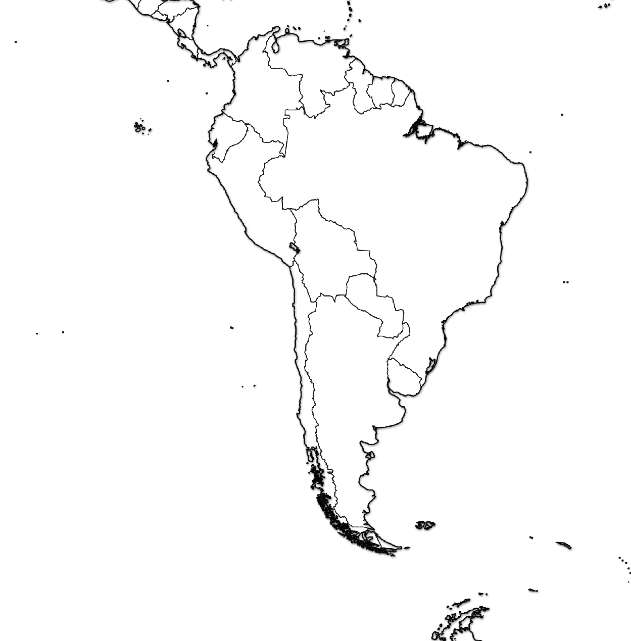 Mapa Mudo de América del Sur - Tamaño completo Mapa Mudo de América del Sur - Tamaño completo