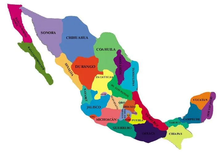 Mapa de la republica mexicana con division - Imagui