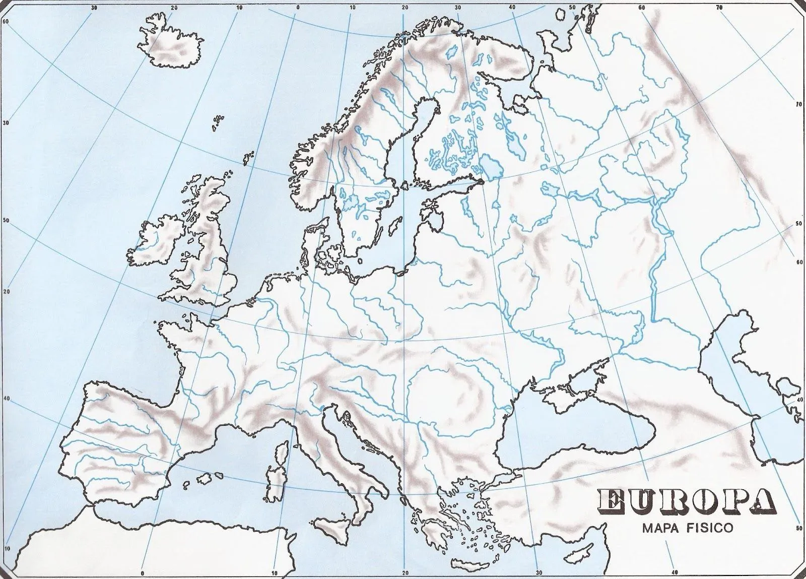 mapa mudo fisico europa imprimir - Buscar con Google | Ciencias ...