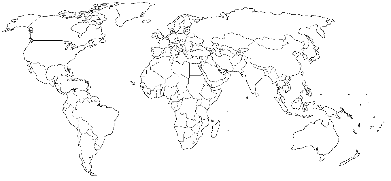 Mapa Mudo Político del Mundo - Tamaño completo