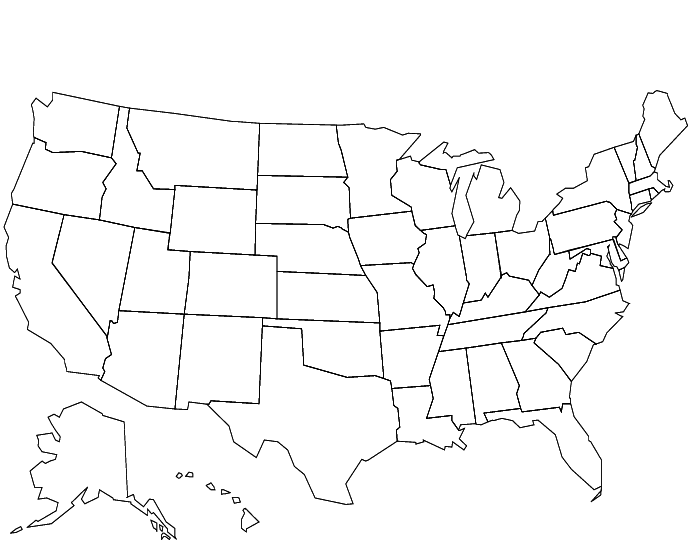 Mapa de usa en blanco y negro - Imagui