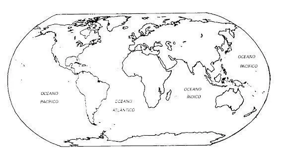 Mapamundi con los continentes y oceanos para colorear - Imagui