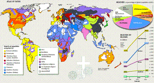 Mapa Mundi de division de religiones en el mundo | Quest's Blog