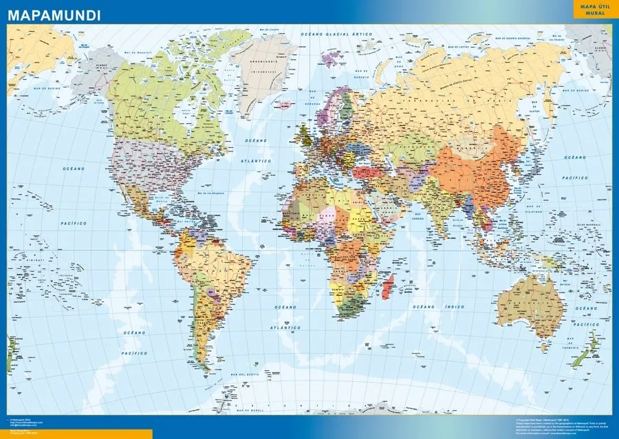 Mapa mundi en español | Murales Posters Pared