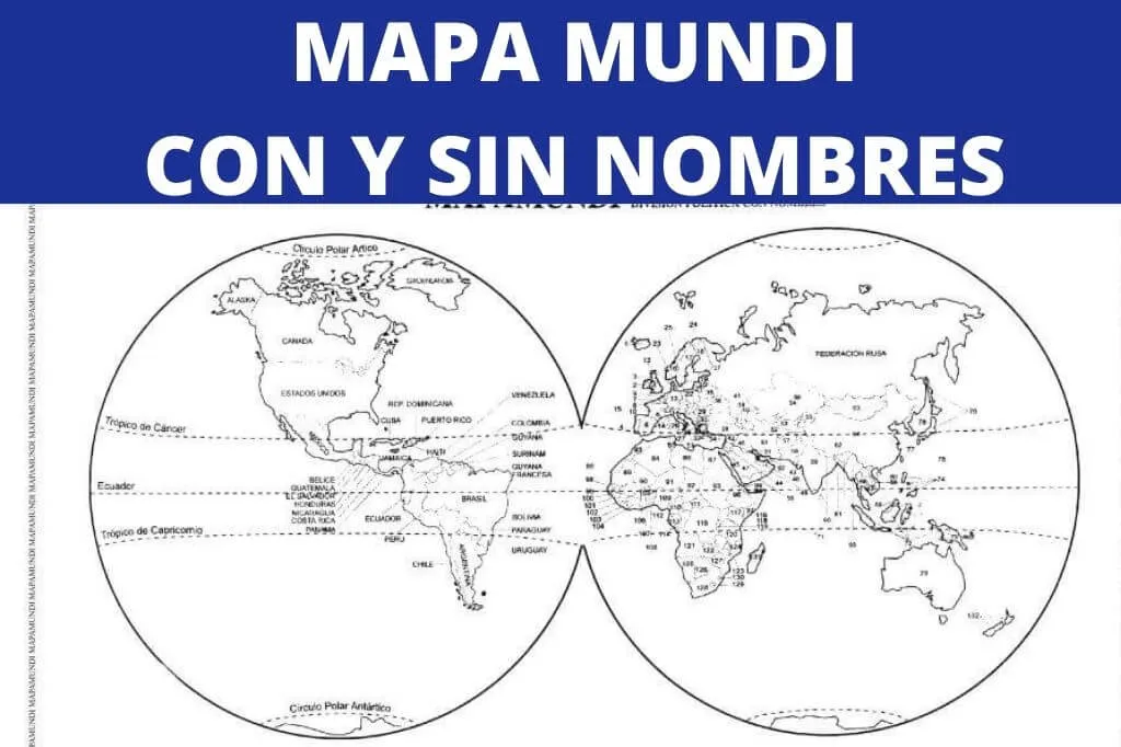 Mapa Mundi con nombres y sin nombres - Descarga e imprime