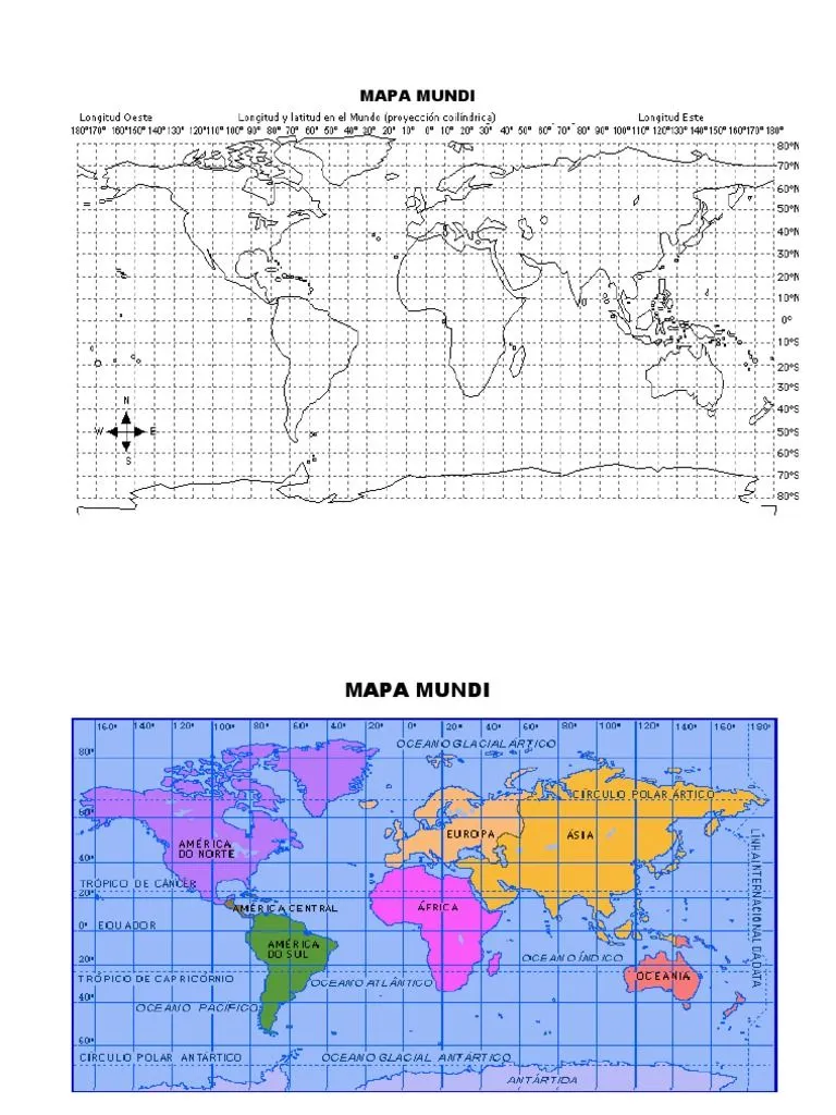 Mapa Mundi Con Paralelos y Meridianos | PDF | Science | Geografía