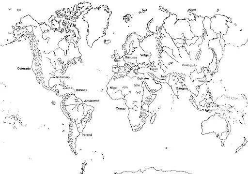 Mapa mundi para pintar con nombres - Imagui
