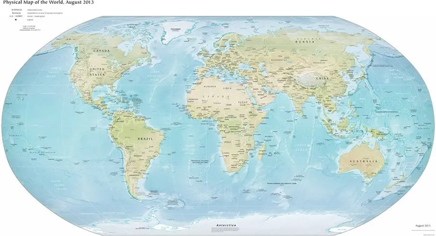 Mapa del mundo físico, Mapa del Mundo