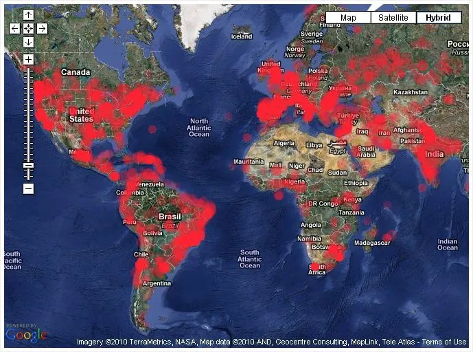Google Maps: Mapa en Tiempo Real del Origen del Spam en el Mundo ...