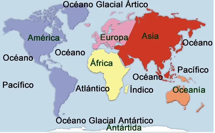 Oceanos en mapa planisferio - Imagui