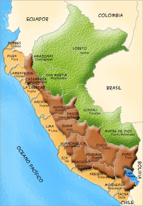 Mapa del Perú y sus regiones - Imagui