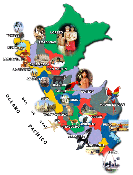 El mapa del Perú con sus regiones - Imagui